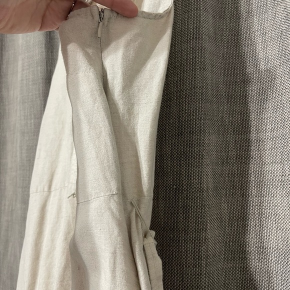 Womens Linen V-Neck Sleeveless Petite Dress - Picture 6 of 6